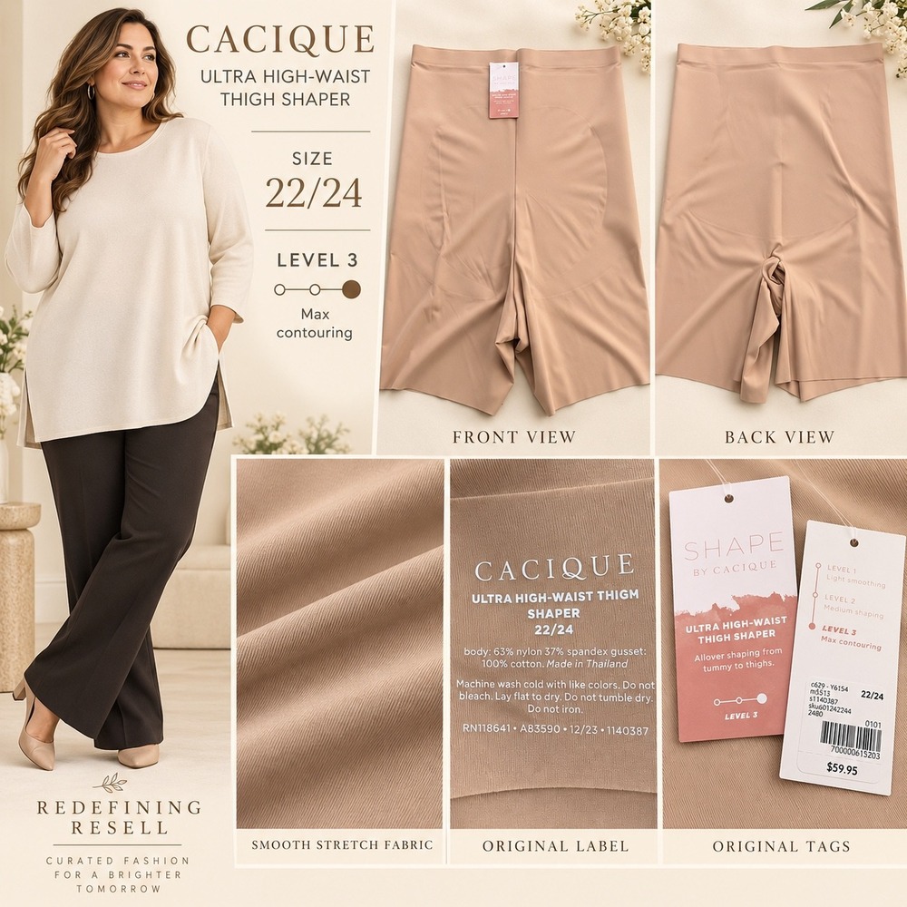 Cacique Ultra High-Waist Thigh Shaper Level 3 Max Contouring Nude 22/24 NEW